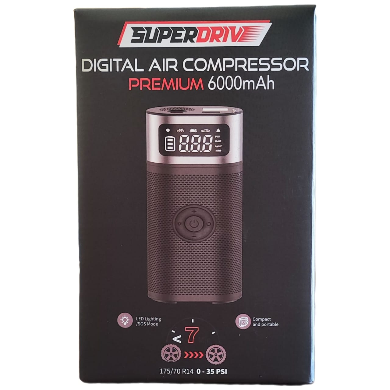 Superdrive Digital Air Compressor Premium 6000mAh