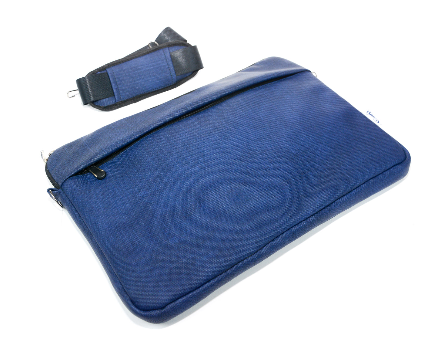 Comfy Leather Laptop Sleeve - Navy