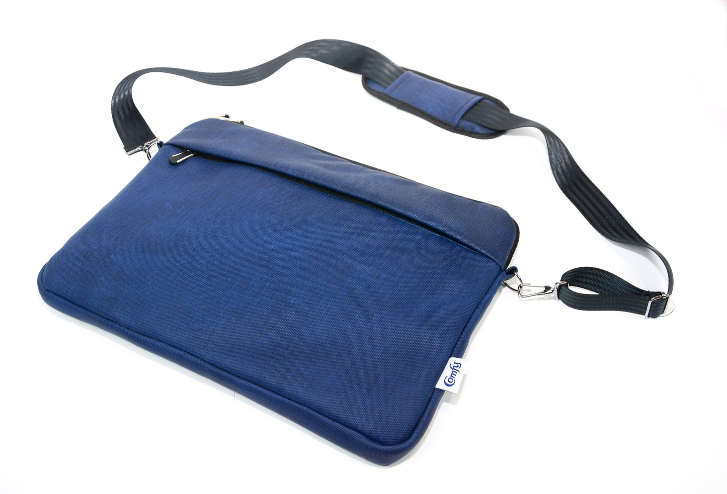 Comfy Leather Laptop Sleeve - Navy