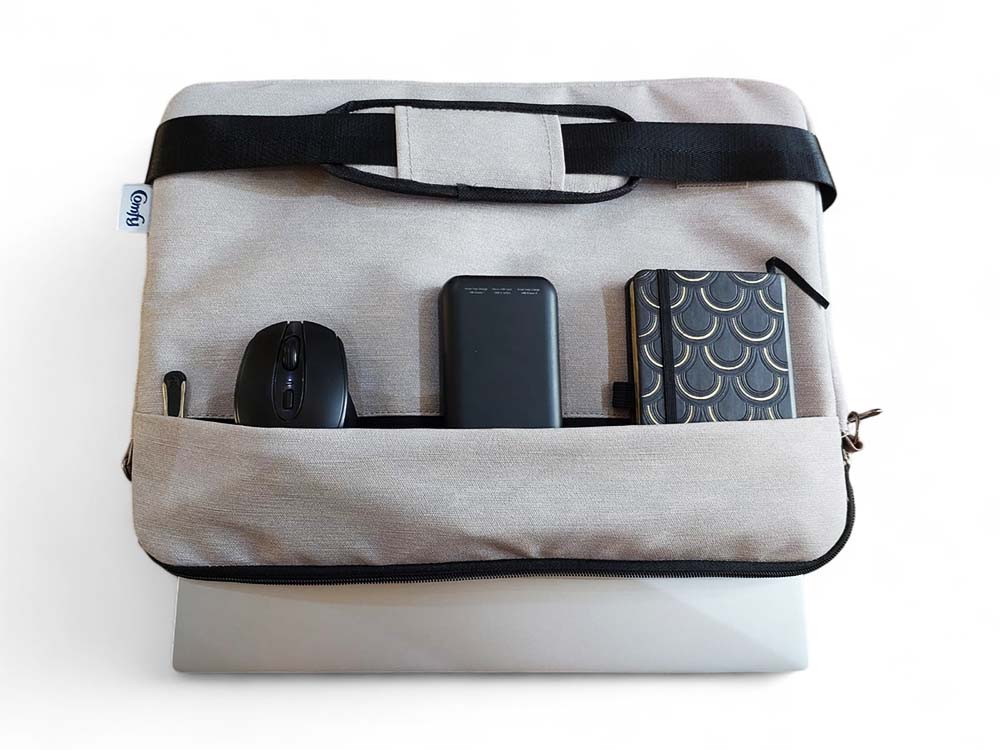 Comfy Leather Laptop Sleeve - Grey