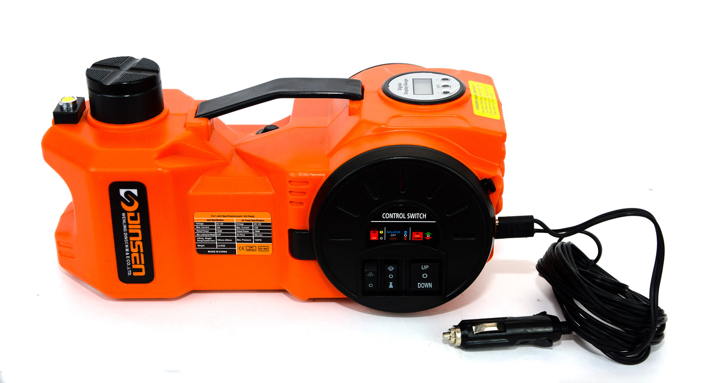 Digital Electric Hydraulic Jack 2 in 1 with Inflation, 5Ton Hydraulic 12V Car Floor Jack with Built-in Digital Tire Inflator Pump & Digital Gauge ( Max height 450mm)