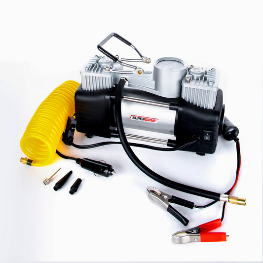 Superdrive 2 Cylinder Air Compressor,12V, for car tires (Camel)